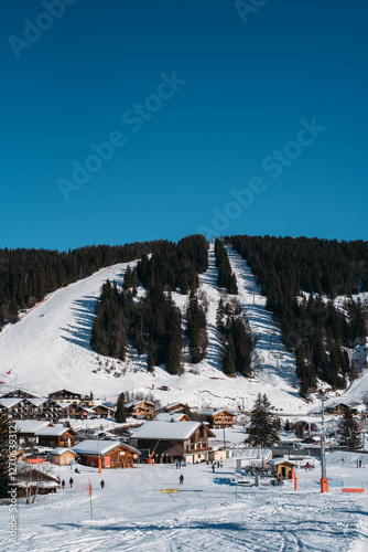 Ski slopes in the winter on La Legette photo