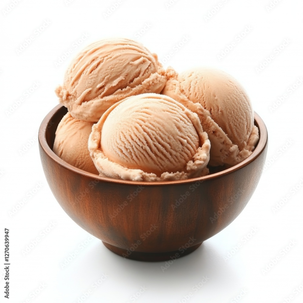 Bowl with delicious vanilla ice-cream on white background Bowl with delicious vanilla ice-cream on white background