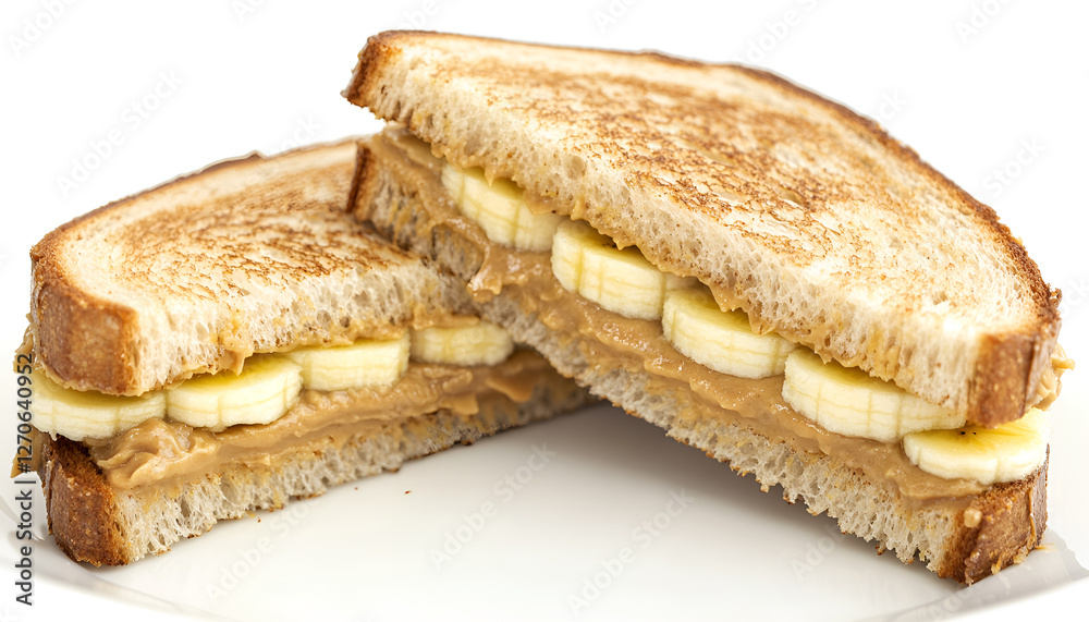 Peanut butter sandwich with banana for breakfast Peanut butter sandwich with banana for breakfast