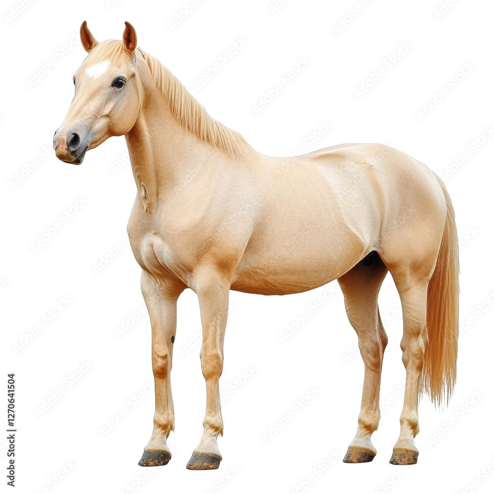 Obraz premium Beautiful Palomino Horse Standing Elegantly on a Transparent Background