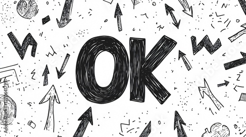 Hand-Drawn Doodle of the Word OK