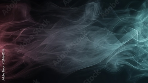 Ethereal Smoke Plumes in Contrasting Red and Cyan Hues on a Black Backdrop Creates Mystical Ambience