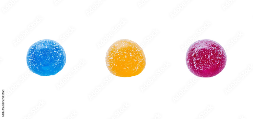 Fototapeta premium Colorful Gummy Candy Spheres Sweet Treats Delicious Red Blue Pink Food Jelly Round Taste 