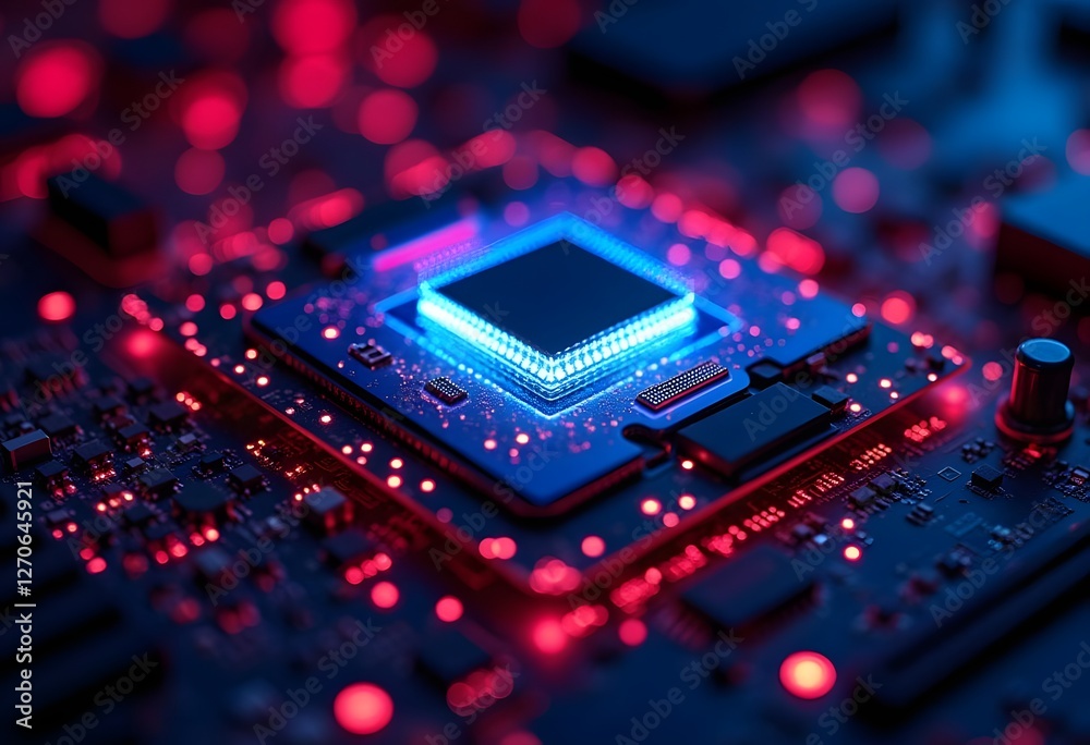 Fototapeta premium AI. Circuit board. Technology background. Central Computer Processors CPU concept. Motherboard digital chip. Tech science background. Integrated communication processor. 3D illustration