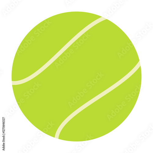 Tennis ball icon in flat design style, isolated on white background, simple sports symbol for game, competition, and recreation