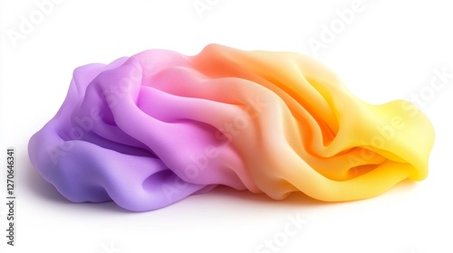 Soft and Flowing Silk Fabric in Gradient Purple to Yellow Colors. Generative AI photo