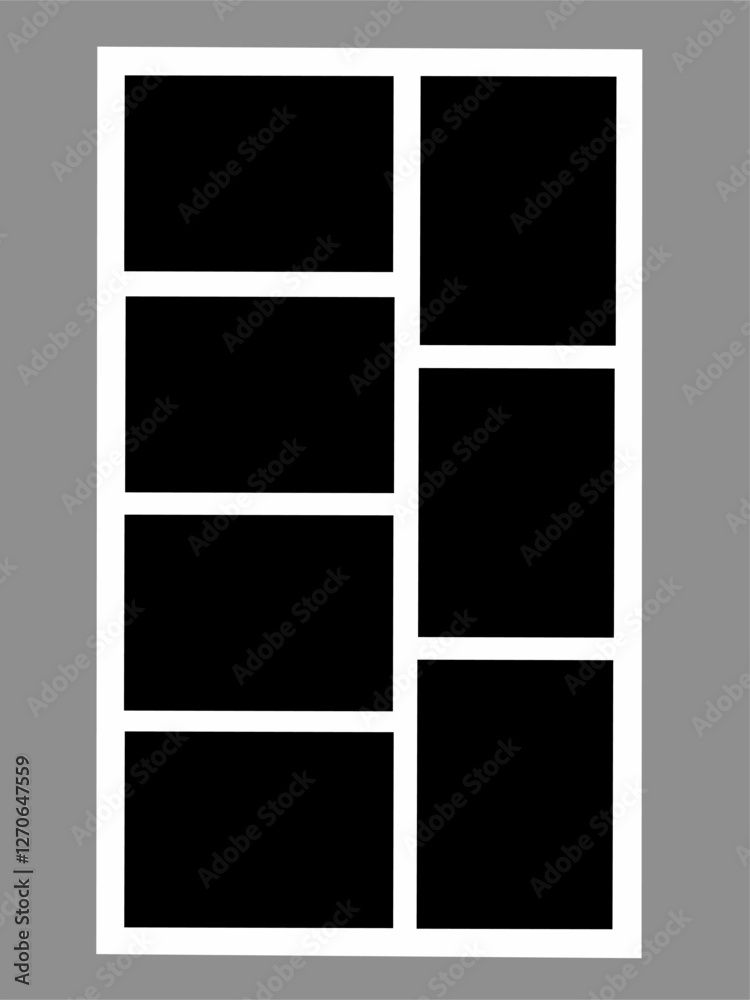 Blank photo frame, vector collage template layout of seven photo frames Blank photo frame, vector collage template layout of seven photo frames