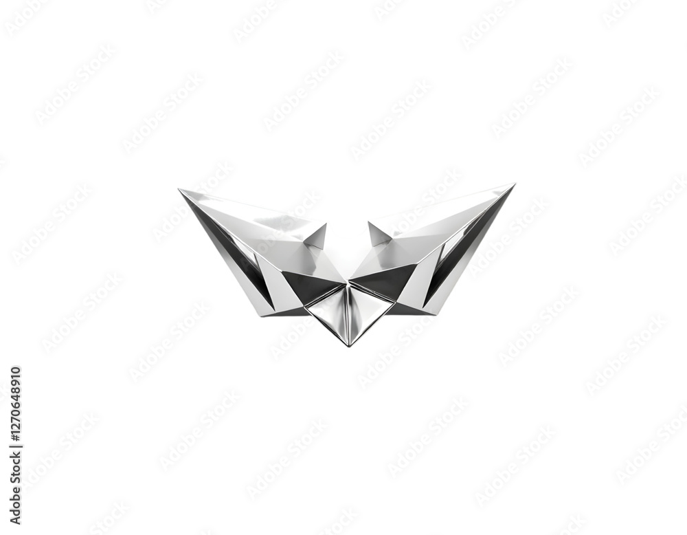 Silver paper origami bird isolated on transparent background Silver paper origami bird isolated on transparent background