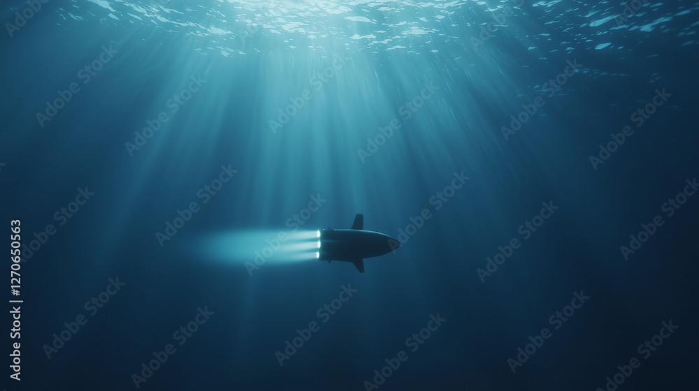 Submarine Navigating Underwater with Advanced Sonar Technology Submarine Navigating Underwater with Advanced Sonar Technology