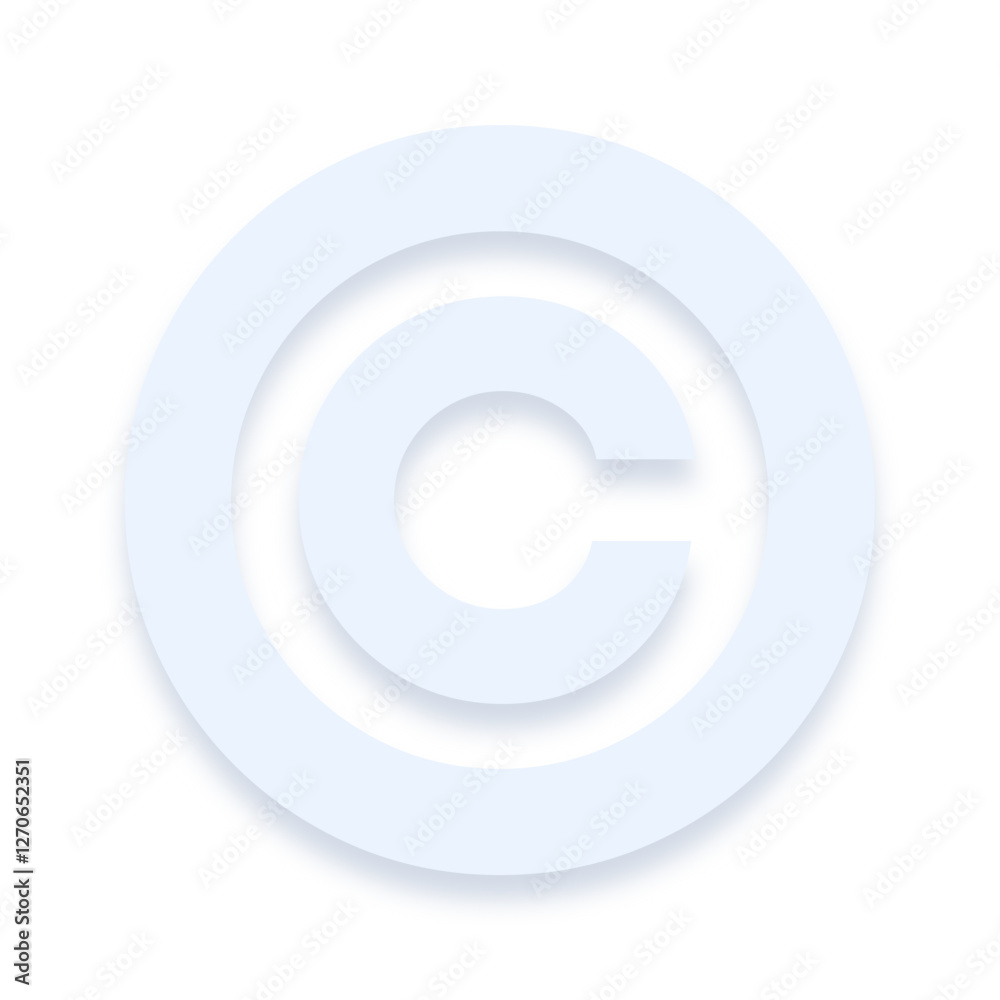Light blue © copyright symbol with a soft shadow down on transparent background Light blue © copyright symbol with a soft shadow down on transparent background