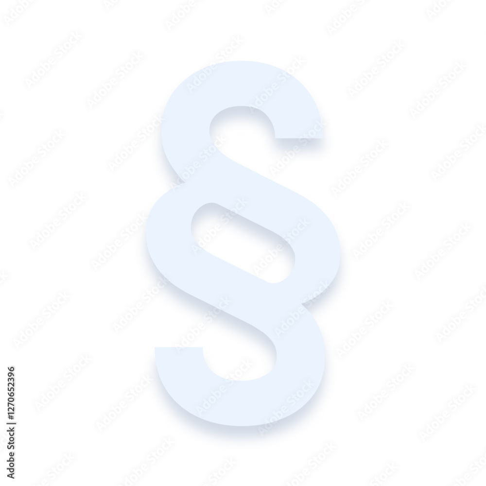 Light blue § section sign with a soft shadow down on transparent background Light blue § section sign with a soft shadow down on transparent background