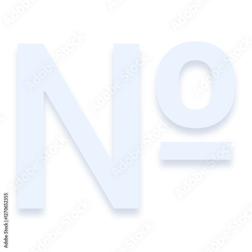 Light blue № numero sign with a soft shadow down on transparent background