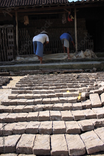 making bricks traditionally from clay