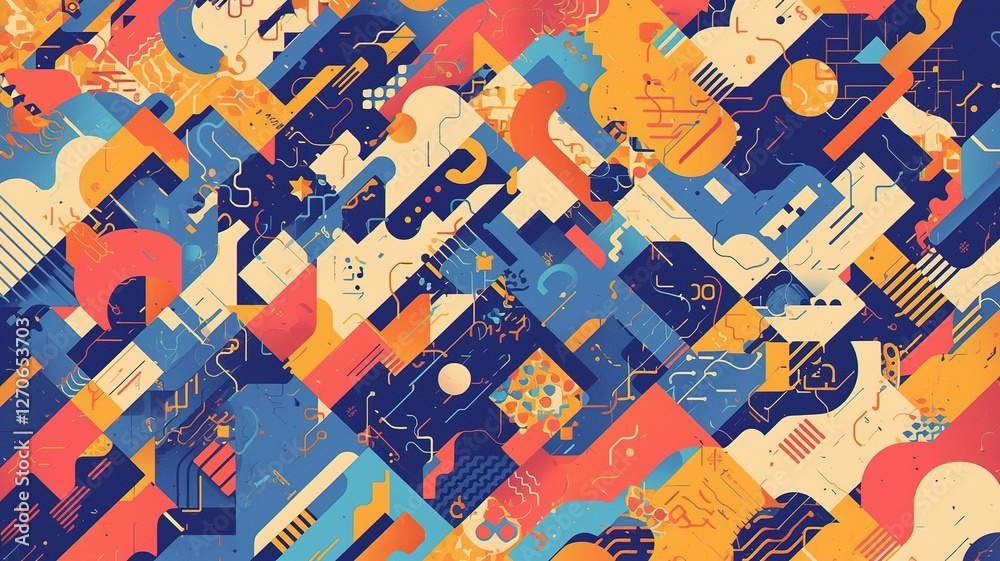 Obraz premium Abstract geometric design, vibrant colors, dynamic shapes, background texture, website banner