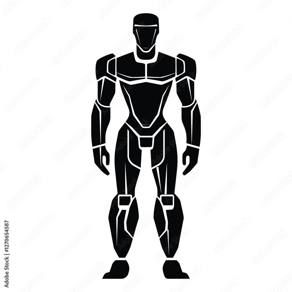 Fototapeta premium robot silhouette vector icon illustration