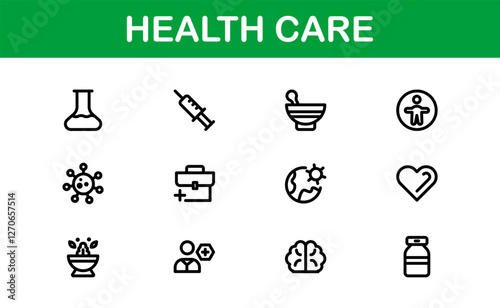 Health Care Icon Pack. Professional Icons for Medical Assistance, Clinics, Wellness Centers, Health Management, and Digital Design