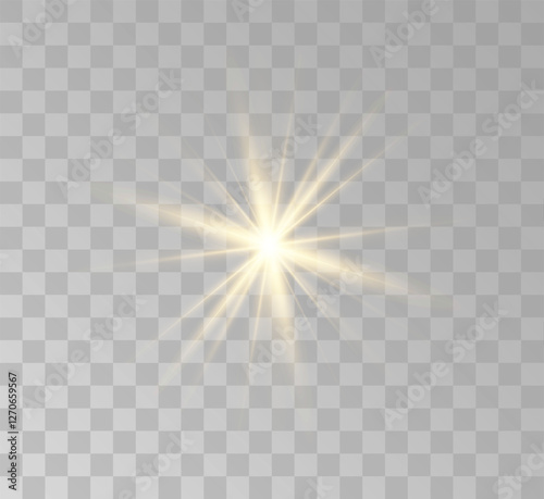 Transparent yellow sunlight special lens flash light effect. Front solar flare lenses	