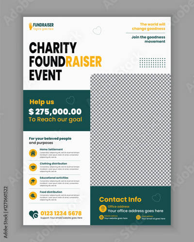 Charity and donation flyer  design or fundraiser poster template