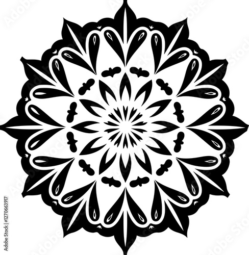 black and white floral ornament