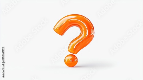 Orange Question Mark: A vibrant, glossy orange question mark stands out with a shiny and eye-catching design, isolated and symbolizing curiosity and inquiry.