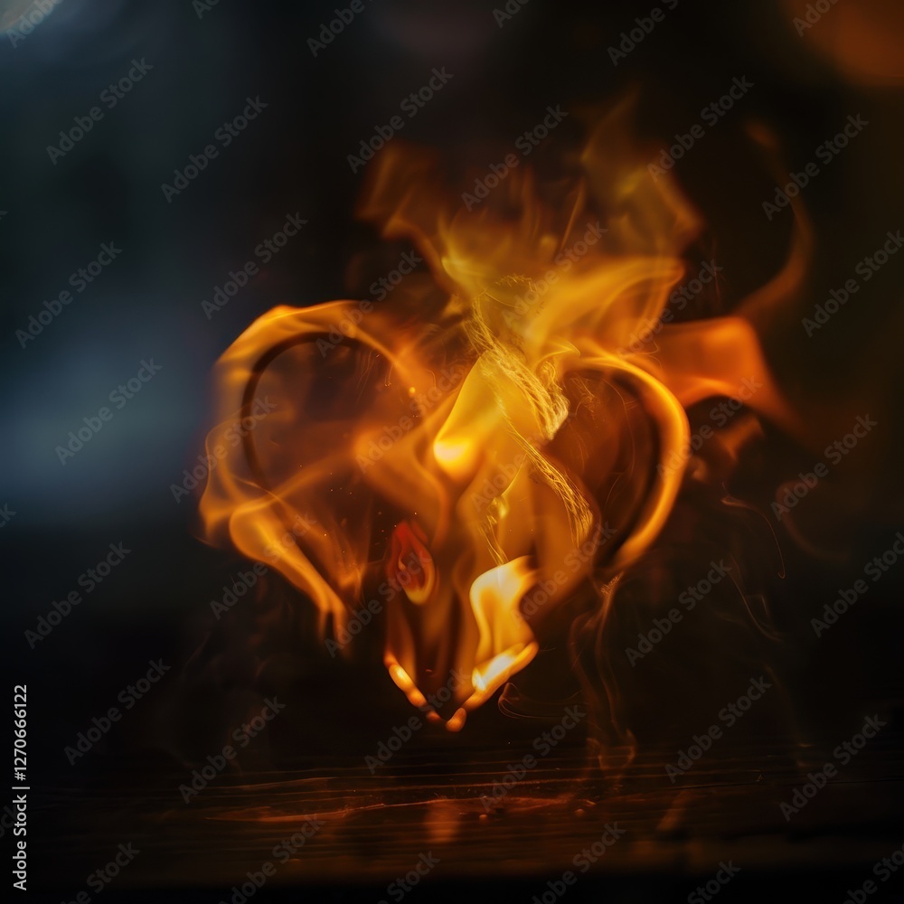Fototapeta premium Radiant fiery heart glowing against a dark background