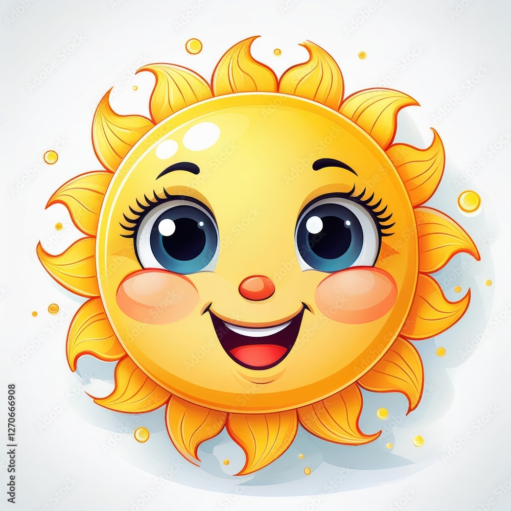 Set of cute cartoon suns smiling and expressing happiness Set of cute cartoon suns smiling and expressing happiness