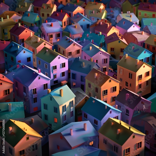 Vibrant neighborhood with colorful houses creating a sense of community