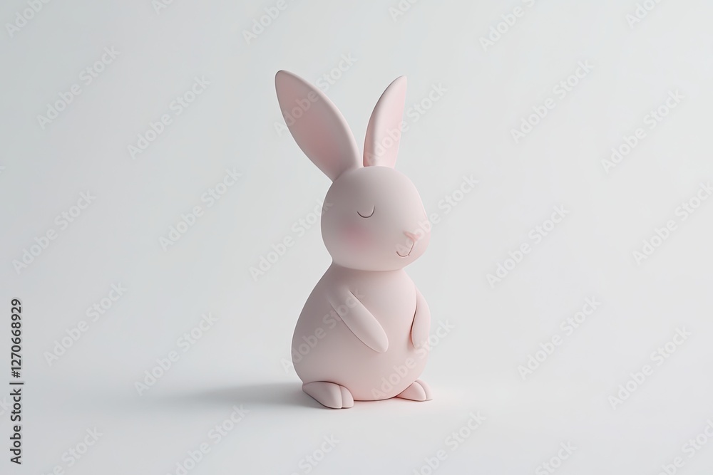 Obraz premium Soft pink bunny figurine exudes charm, symbolizing spring and re