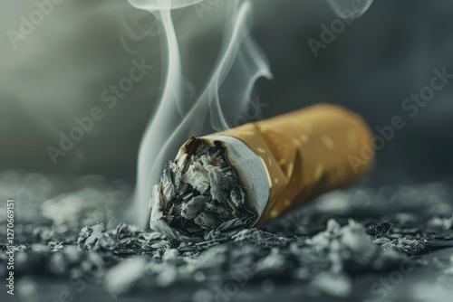 Smoldering Cigarette Representing the Dangers of Nicotine Addiction