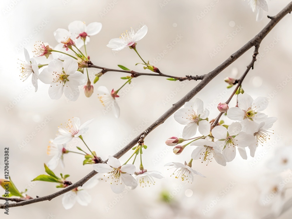 Delicate white blossoms and branches gracefully framed against a soft, blurred white background. A minimalistic composition that evokes tranquility and the beauty of nature. Delicate white blossoms and branches gracefully framed against a soft, blurred white background. A minimalistic composition that evokes tranquility and the beauty of nature.