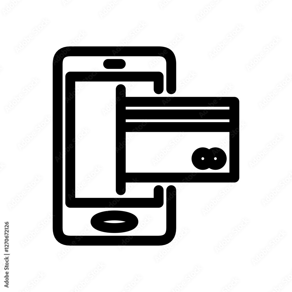 Smartphone with ATM card icon vector illustration Smartphone with ATM card icon vector illustration
