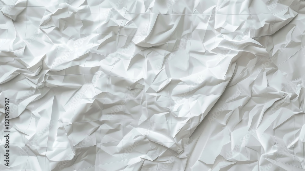 a piece of white paper crumpled with a delicate grid pattern, depicted in high detail. The texture should be lifelike a piece of white paper crumpled with a delicate grid pattern, depicted in high detail. The texture should be lifelike