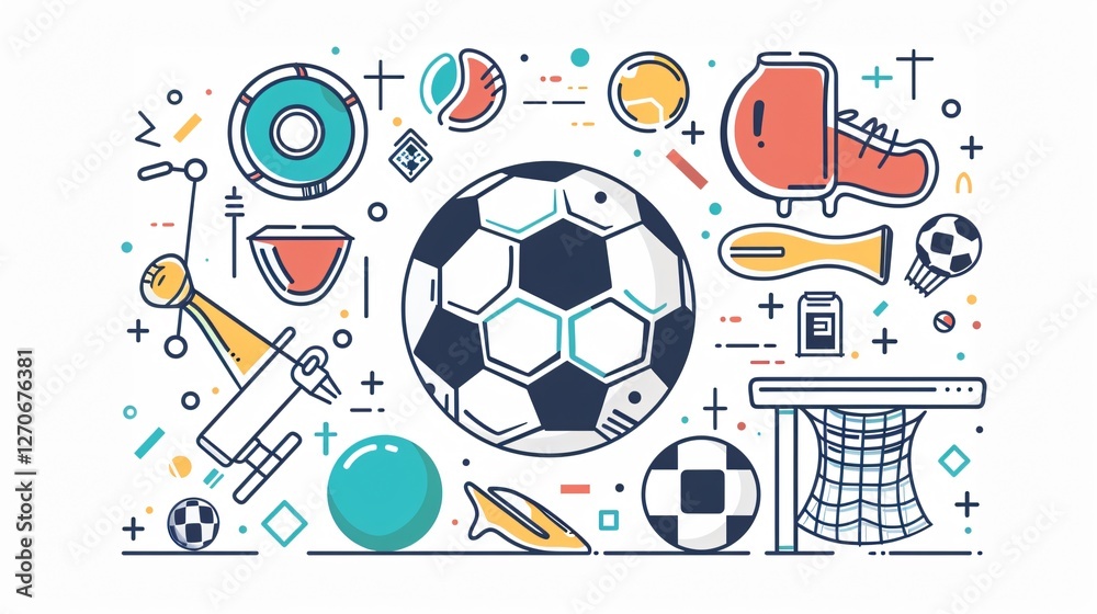 Soccer Ball Flat Vector Illustration for Sports Graphics