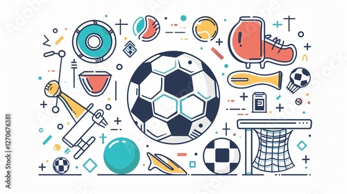 Obraz na płótnie Soccer Ball Flat Vector Illustration for Sports Graphics w salonie
