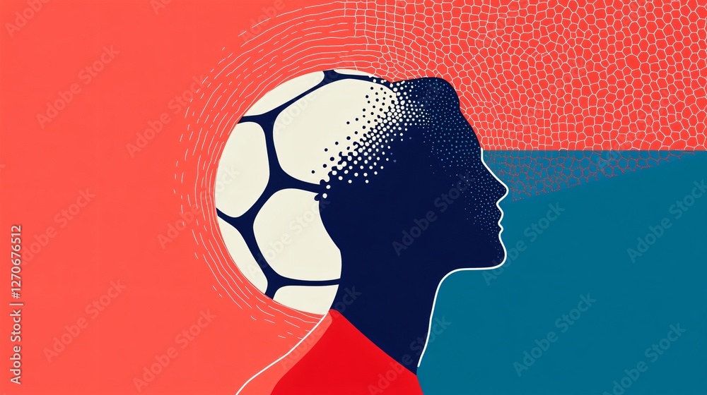 Unrecognizable Man with Soccer Ball for Head Concept