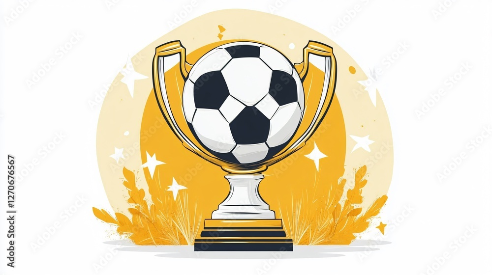 Professional Soccer Champion Illustration on White Background