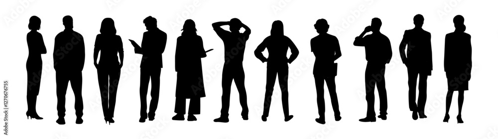 Silhouettes of different People Standing and walking Rear View. Male and Female, couple Characters Back View vector monochrome illustrations, icons Isolated Silhouettes of different People Standing and walking Rear View. Male and Female, couple Characters Back View vector monochrome illustrations, icons Isolated
