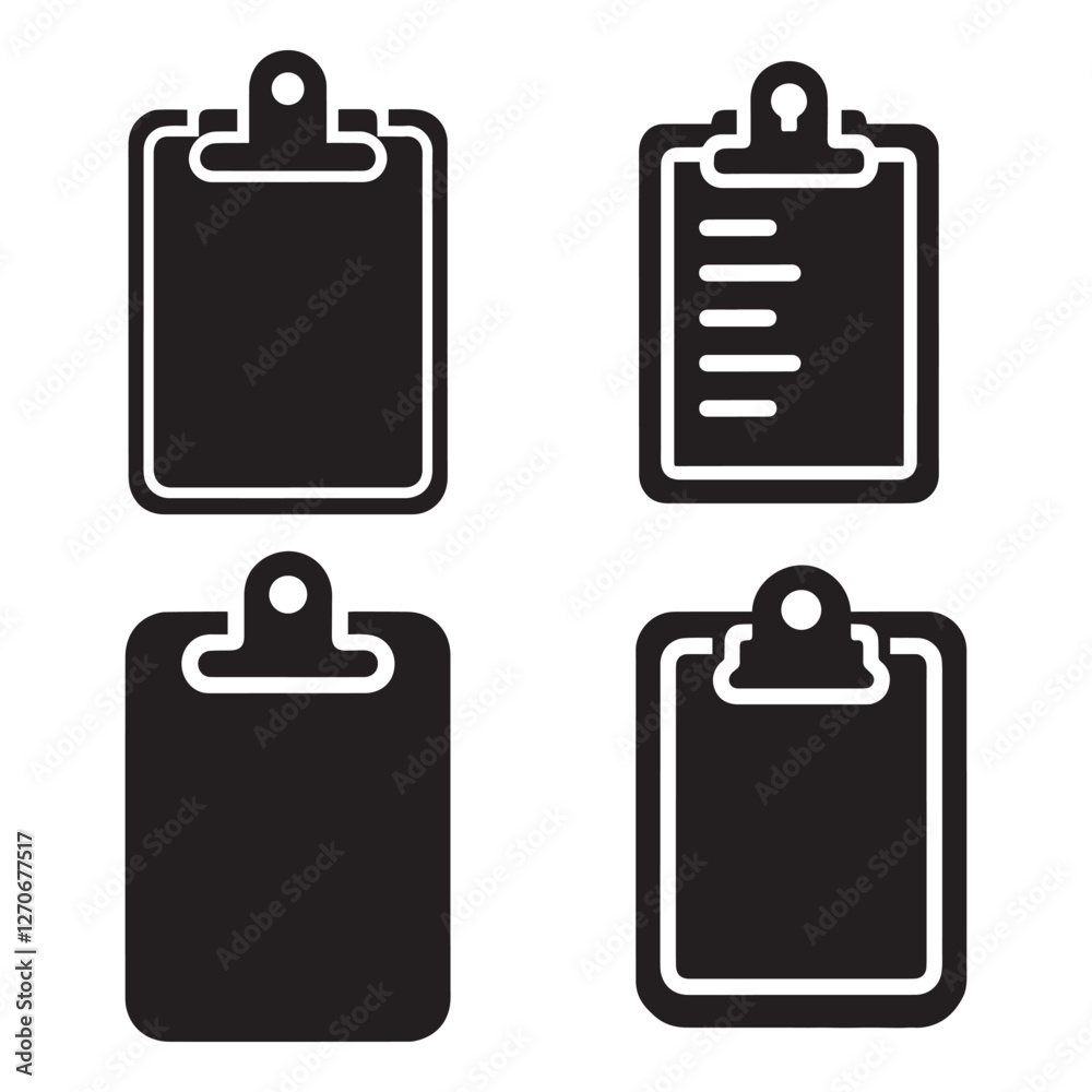 Detailed Vector Art Featuring the Clipboard Silhouette Isolated on White Background Detailed Vector Art Featuring the Clipboard Silhouette Isolated on White Background