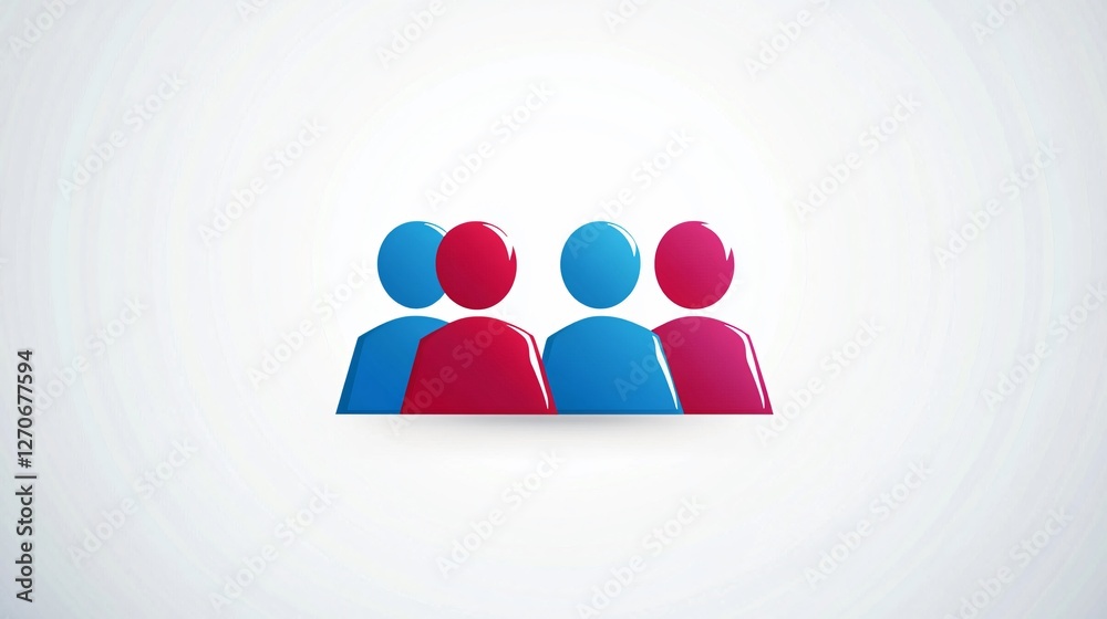 Social Media Symbols and Diverse People in Flat Vector