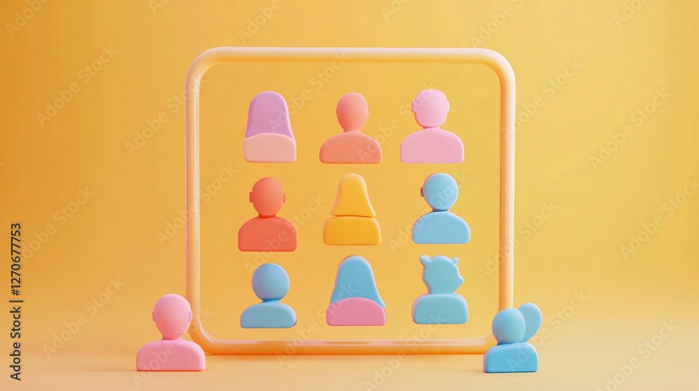 3D Rendering: Social Networking Concept Flat Image