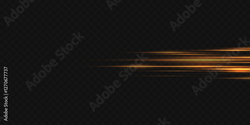 Horizontal flashes of light and lines. On a transparent background.