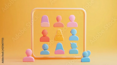 Obraz na płótnie 3D Rendering: Social Networking Concept Flat Image w salonie
