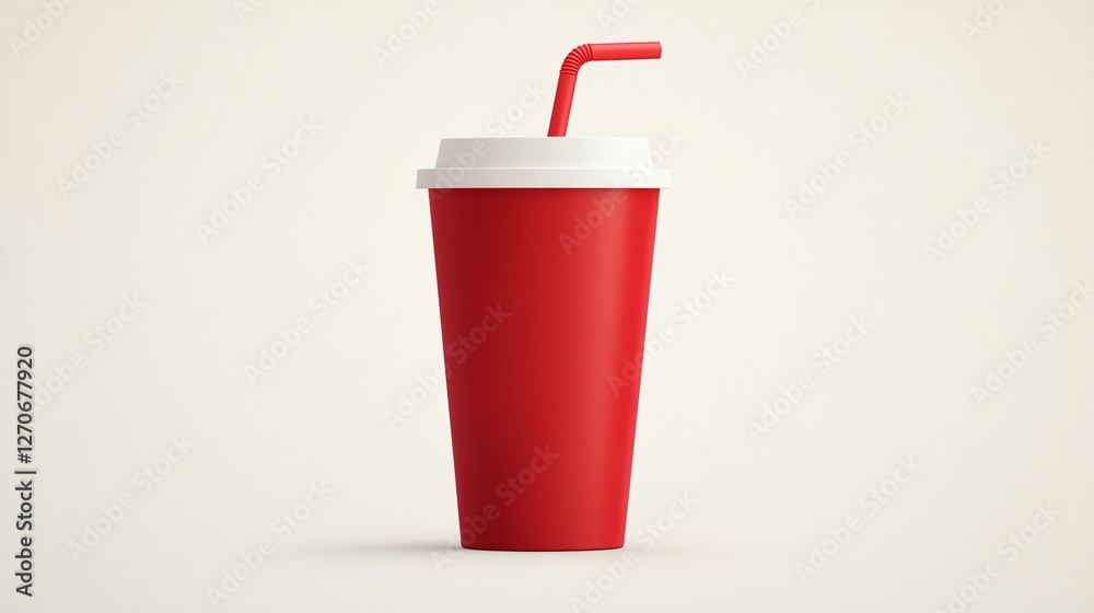 3D Soda Cup Icon with Lid and Straw 3D Soda Cup Icon with Lid and Straw