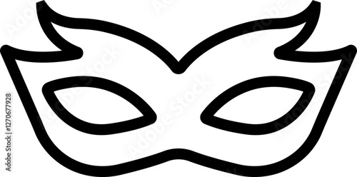 Different Mask silhouette isolated on transparent background Masquerade vector for apps or web party superhero carnival villain or burglar icon in line. costume eye mask hidden person face