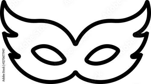 Different Mask silhouette isolated on transparent background Masquerade vector for apps or web party superhero carnival villain or burglar icon in line. costume eye mask hidden person face