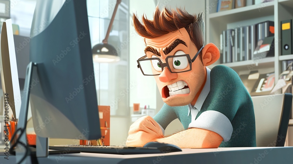 Realistic Cartoon Vector of Isolated Software Problems