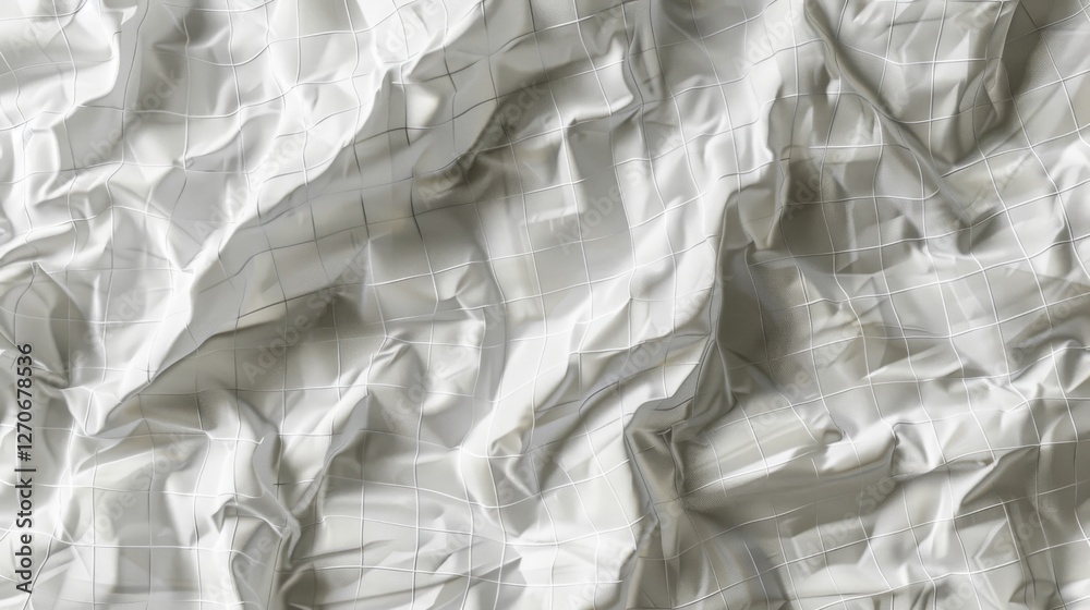 Obraz premium a piece of white paper crumpled with faint grid lines, depicted with high realism. The texture should be lifelike