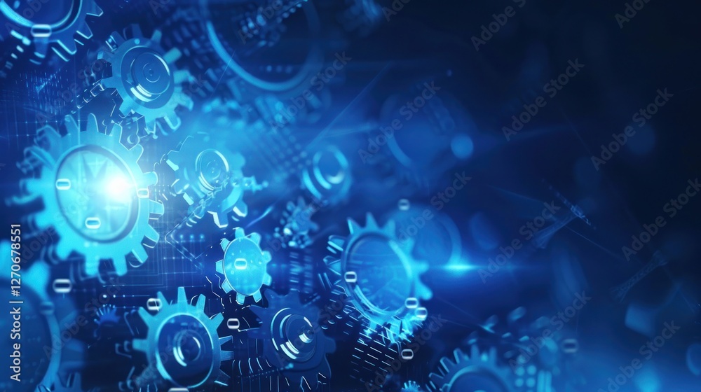 Blue Gears Abstract Technology Background Blue Gears Abstract Technology Background