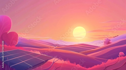 Solar Renewable Energy Environmental Flat Vector Illustration