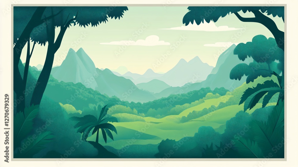 Tranquil Village Nestled Amidst Verdant Summer Landscape